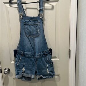 Denim Maternity Overall Shorts
